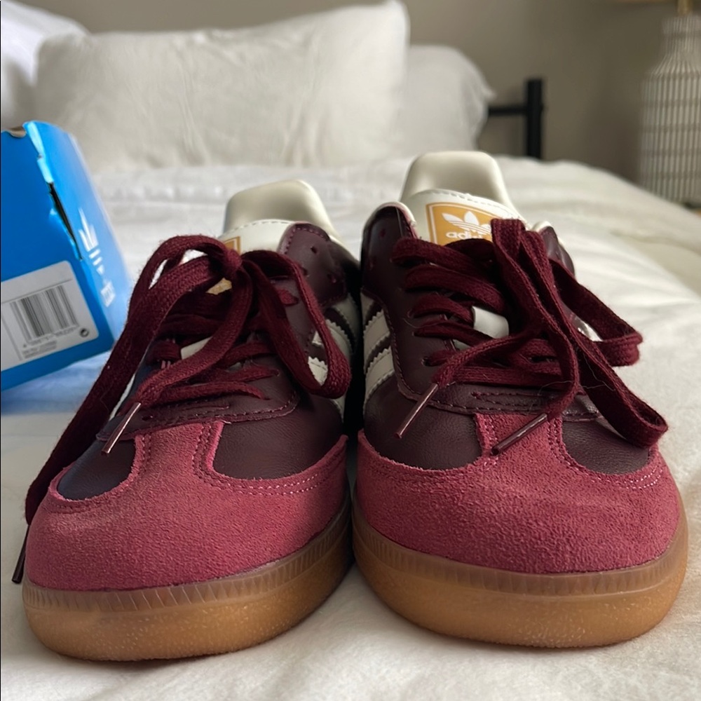 Adidas Samba Handball Burgundy and White Shoes - Picture 6 of 6